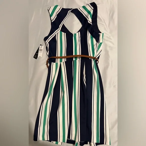 SOLD; NWT BCX Striped Dress with Belt - Picture 6 of 7